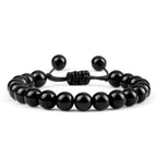 Beaded Bracelet 4 6 8mm Natural Stone Shiny Black Onyx Beads Bracelets & Bangles Adjustable Size Obsidian Wrist Jewelry