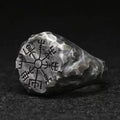 Stainless Steel Viking Compass Runic Statement Rings Men Vintage Color Nordic Viking Totem Odin Men Rings Jewelry