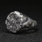 Stainless Steel Viking Compass Runic Statement Rings Men Vintage Color Nordic Viking Totem Odin Men Rings Jewelry