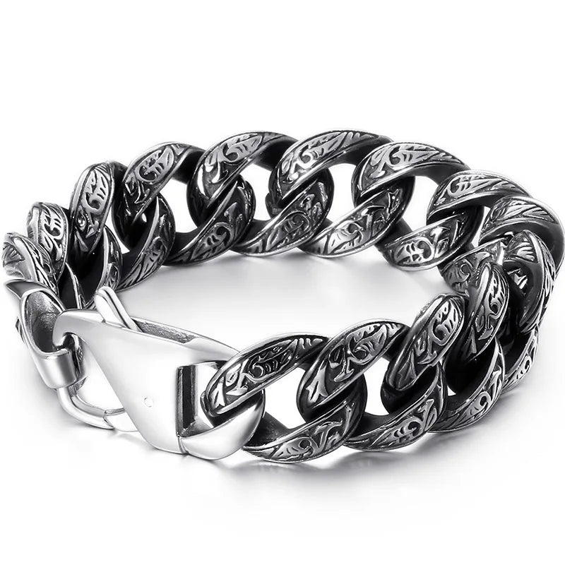 Vintage Heavy Stainless Steel Bracelet For Man Men's Link Chain Bracelets Metal Bangles Armband Hand Jewelry Gifts For