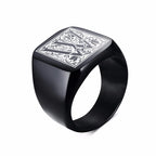 Monogram Black Signet Ring — Stainless Steel