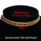 Punk Cuban Link Choker Necklace Collar Statement Chunky Stainless Steel Gold Color Thick Chain Necklace For Men Women Jewelry