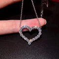 Huitan Delicate Hollow Heart Pendant Necklace Shiny Round Zircon Bridal Marriage Jewelry Versatile Statement Necklaces