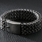 12/18/30MM Wide Black Stainless Steel Bracelet Men 23CM Retro Massive Mens Charm Bracelets 2020 Friendship Mens
