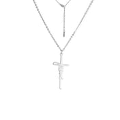 Script Jesus Cross Pendant Necklace — Stainless Steel