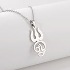 Dawapara India Tamil Om Symbol with Trident Pendant Stainless Steel Necklace Om Shiva Symbol Yoga Vintage Talisman