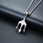 Vintage Neptune Poseidon Trident Pendant Stainless Steel Ancient Greece Amulet Necklace Men Jewelry Gift for Sailor