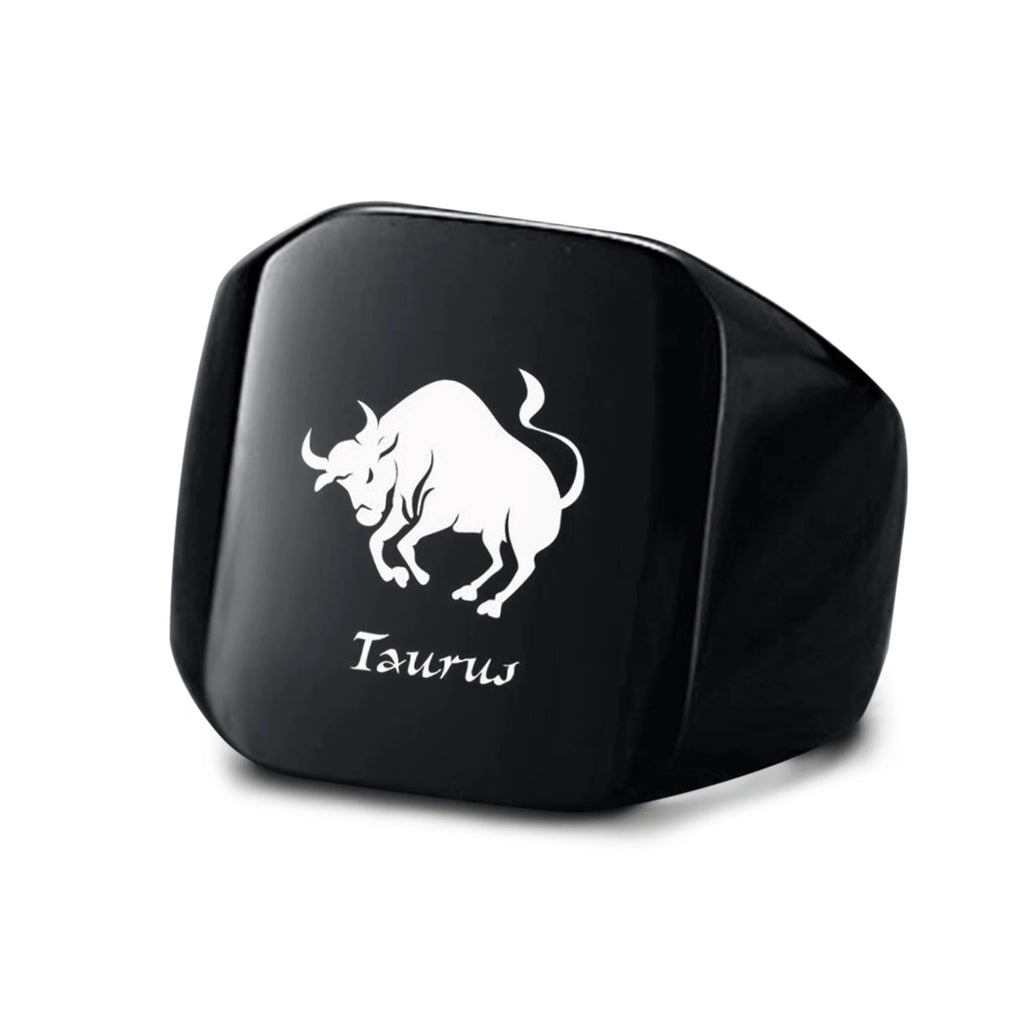 Vnox 18mm Signet Ring For Men Women, The Zodiac 12 Horoscope Constellation Sign Finger Band, Stainless Steel Aries Punk