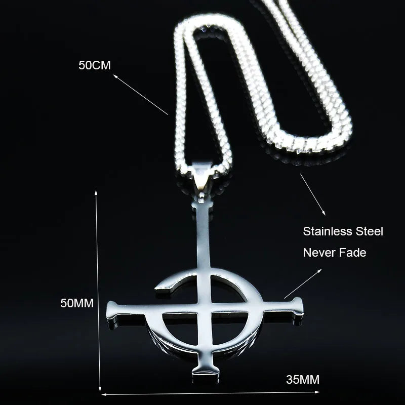 Cross Ghost Band Chain Necklace — Stainless Steel