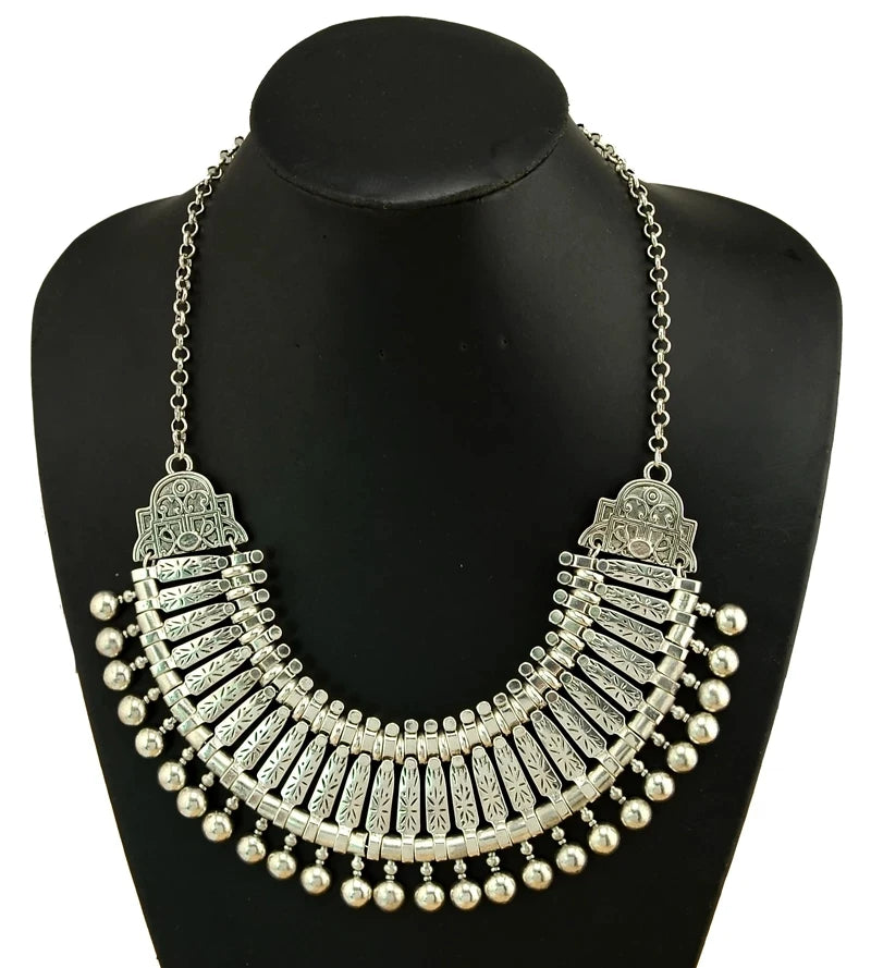 Traditional Gypsy Afghan Ethnic Choker Necklace for Women Vintage African Tribe Bib Moon Collares Boho Pakistan Turkish
