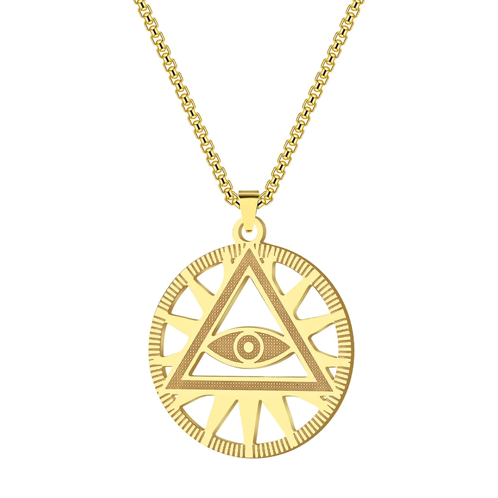 All-Seeing Eye Pyramid Necklace — Stainless Steel