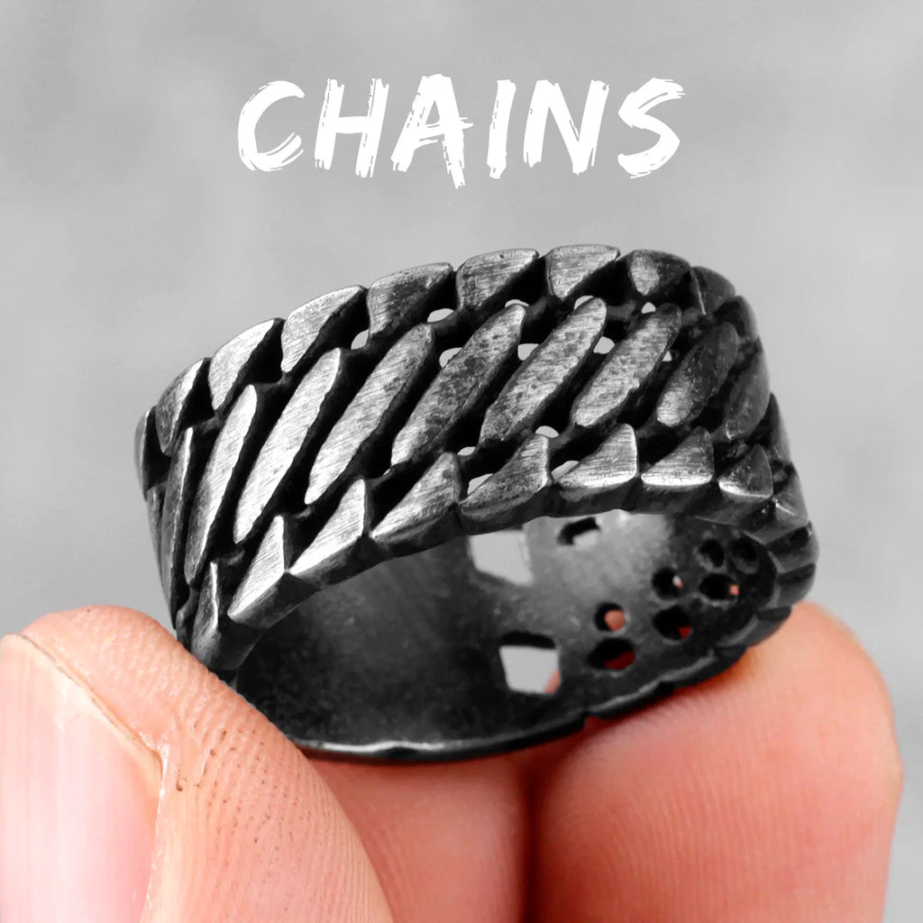 Simple Punk Retro Black Stainless Steel Mens Rings for Women Couple Lover Boy Girlfriend Biker Jewelry Creativity Gift