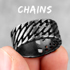 Simple Punk Retro Black Stainless Steel Mens Rings for Women Couple Lover Boy Girlfriend Biker Jewelry Creativity Gift