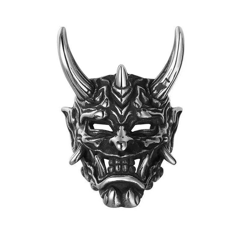 Japanese Hannya Mask Halloween Ring — Stainless Steel