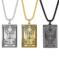 Dawapara Skeleton Tarot Necklace Amulet Marigold Tarot Card Major Arcana Necklaces Halloween Gift Stainless Steel
