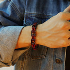 Rock And Roll Bicycle Chain Man Bracelet Red Stainless Steel Motorcycle Chain Men's Bracelets Jewelry