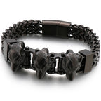 Gold Color Stainless Steel Chain Bracelet for Man Punk Gothic Skull Wristband With Magnetic Clasp Animal Head Homme