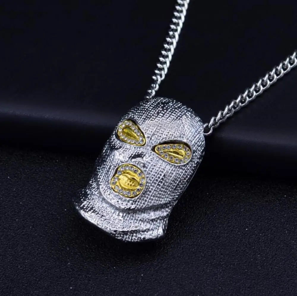 Iced Out Mask Pendant Necklace