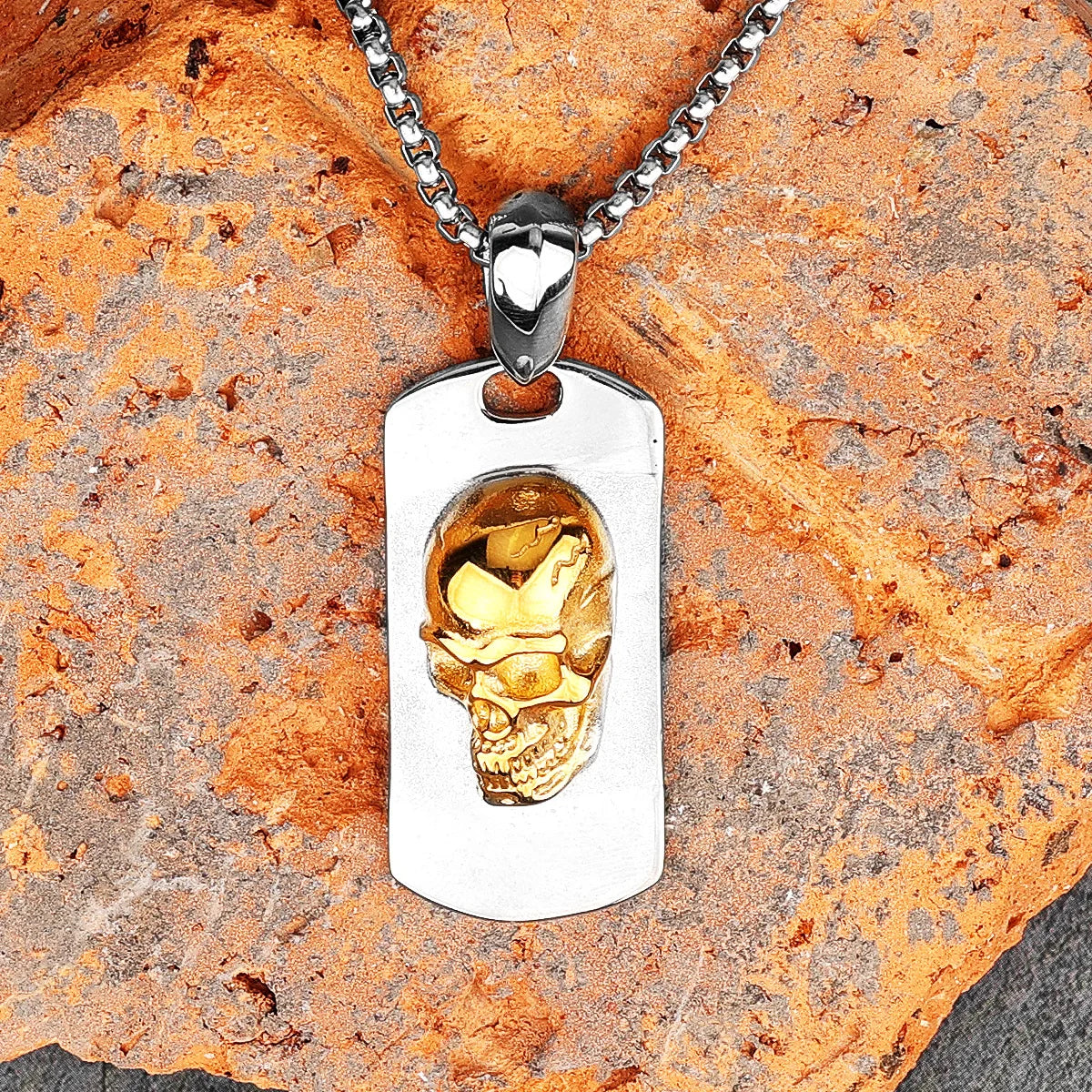 Golden Devil Skull Pendant Necklace — Stainless