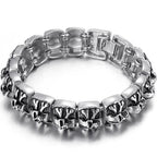 Skull Cross Shaped Man Bracelet Solid 316L Stainless Steel Masculine Jewelry Biker Gothic Punk Rock