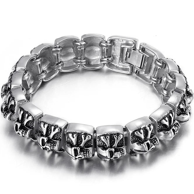 Skull Cross Shaped Man Bracelet Solid 316L Stainless Steel Masculine Jewelry Biker Gothic Punk Rock