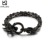 Dragon Head Byzantine Double Link Bracelet — Stainless Steel