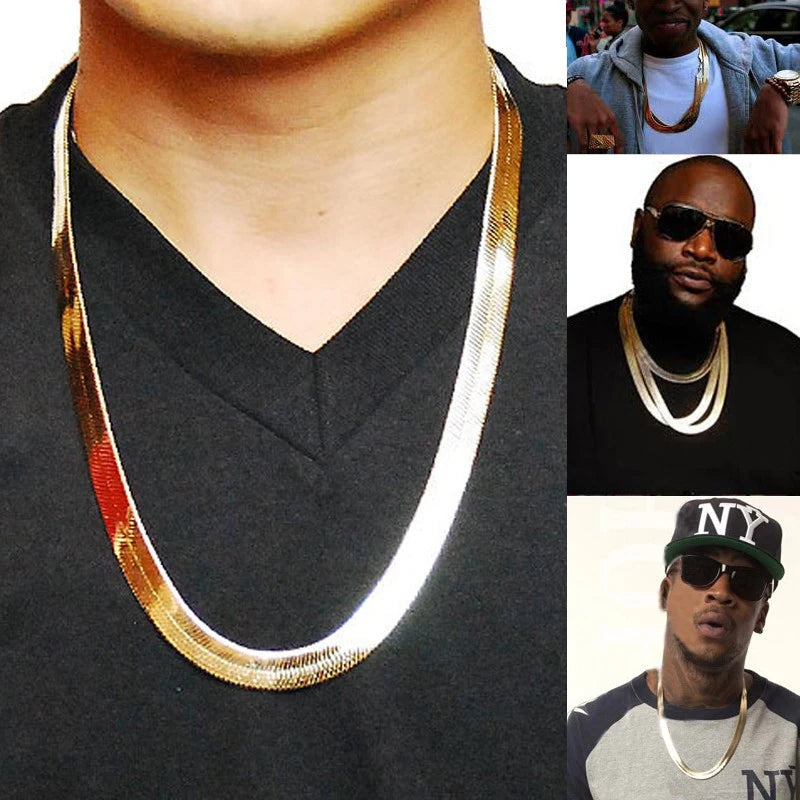 Brand Necklace Long/Choker 10MM Vintage Casual Gold Color Hip Hop Chain For Men Jewelry Maxi Necklace