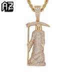 Iced Out Grim Reaper Pendant Necklace