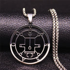Silver Demon Seal Statement Necklace — Stainless Steel