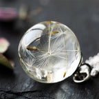 Dandelion Crystal Ball Pendant Necklace — Titanium