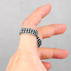 Grid Weave Stainless Steel Mens Rings Retro Industrial Style Simple for Male Boyfriend Biker Jewelry Creativity Gift