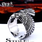 BEIER Stainless steel Thor Hammer Viking Amulet Viking Raven Ring Scandinavian Jewelry man Ring BR8-296