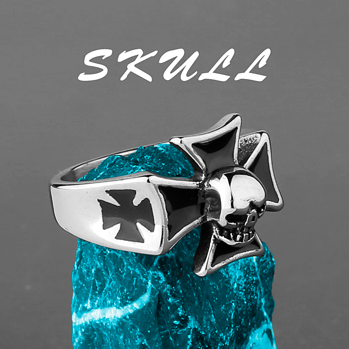 Skeleton Punk Men's Ring Rock Motorcycle Stainless Steel Ring Titanium Steel Casting Creative Gift