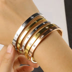 Iced Crystal Cuff Bangle Bracelet — Steel