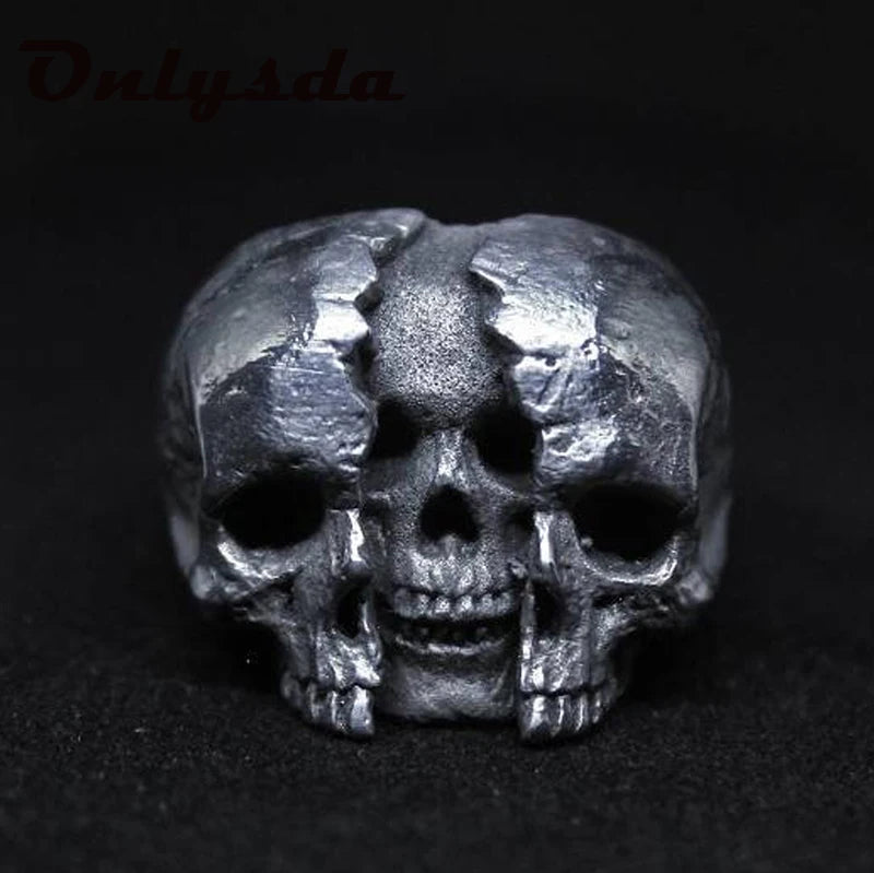Onlysda Anillo Hombre Stainless Steel Gothic Skull Mask Ring Biker Hiphop rock Jewelry Unique Halloween Gift for Men