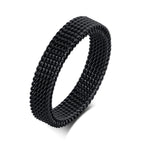 Mesh Flat Chain Band Ring — Stainless Steel