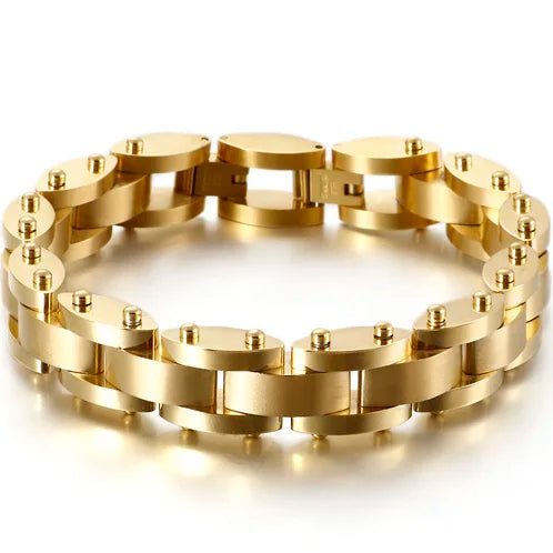 Gold Color Stainless Steel Men's Bracelets 11MM Chain Bracelet for Man Homme Men's Jewelry Best Friends Birthday Gifts
