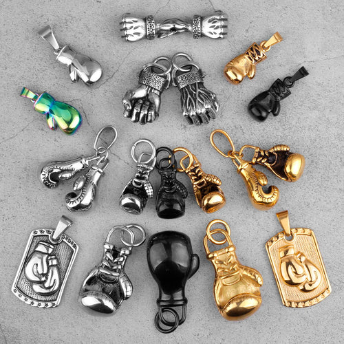 Fitness Gym Bodybuilding Boxing Gloves Stainless Steel Men Necklaces Pendants Chain for Boyfriend Male Jewelry Gift