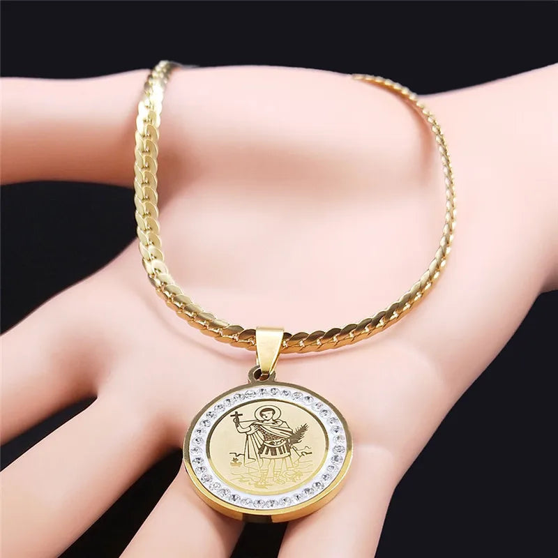 Iced Out Archangel Pendant Necklace — Stainless Steel