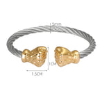 Fist Open Cuff Bangle Elastic Bracelet for Men — Two-Tone