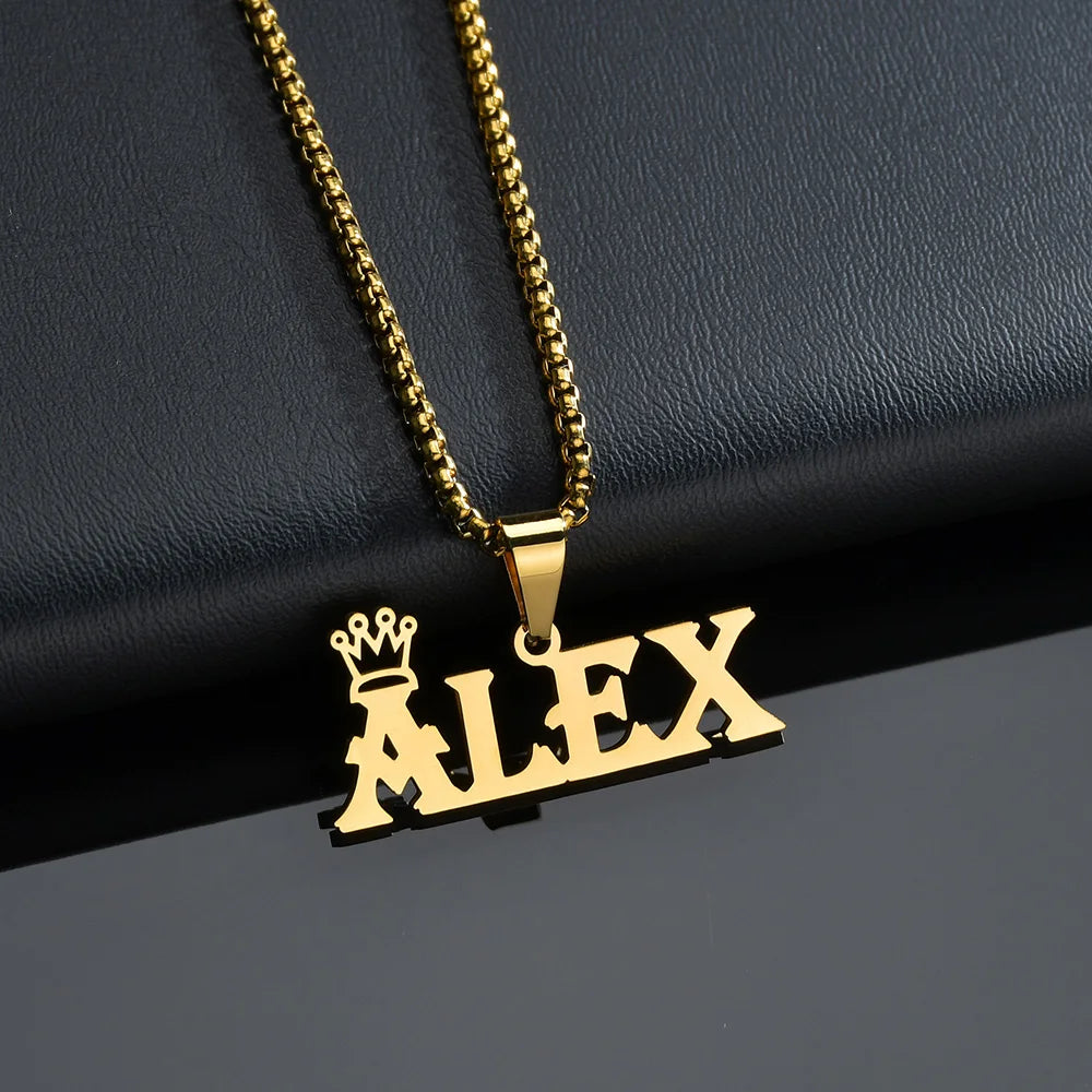 Customized Names Pendant Necklace Stainless Steel Personalized Jewelry Cuban Thick Chain for Men Women Detachable Necklace Gift