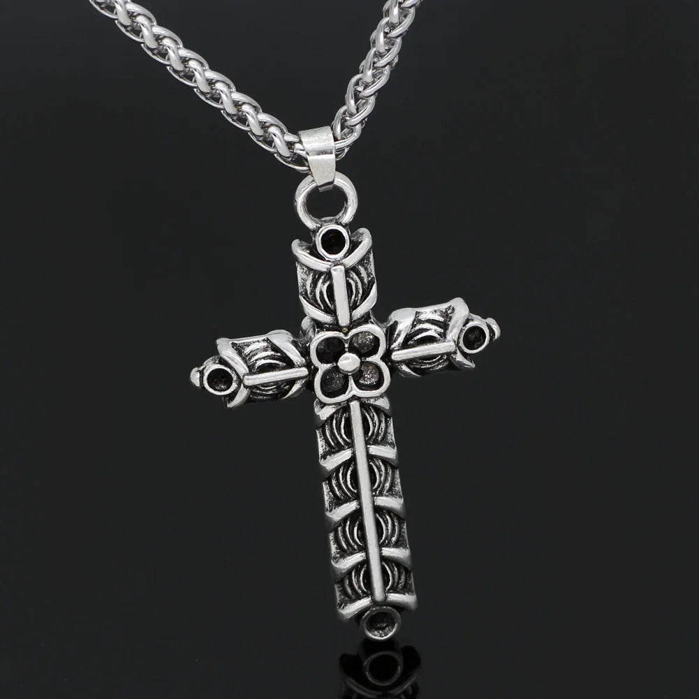 Nordic Viking Cross Amulet Double Sided Necklace — Zinc Alloy