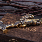 Men stainless steel Dragon head norse viking amulet thor hammer pendant necklace viking king chain Never Fade