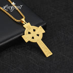 LIKGREAT Vintage Celtics Knot Cross Pendant Necklace for Women Men Stainless Steel Jesus Amulet Charm Chain Jewelry Punk