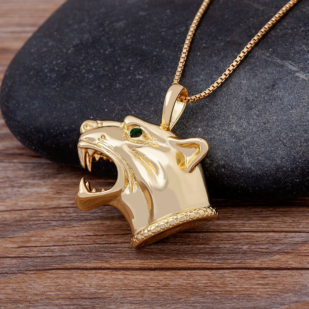 Hip Hop Wolf Head Pendant Necklace — Stainless Steel