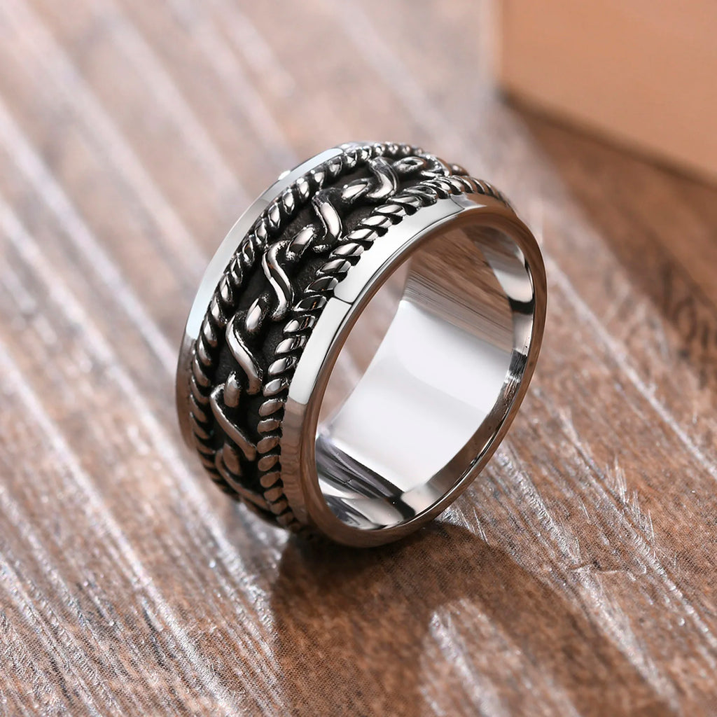 Twisted Rope Design Ring — Stainless Steel