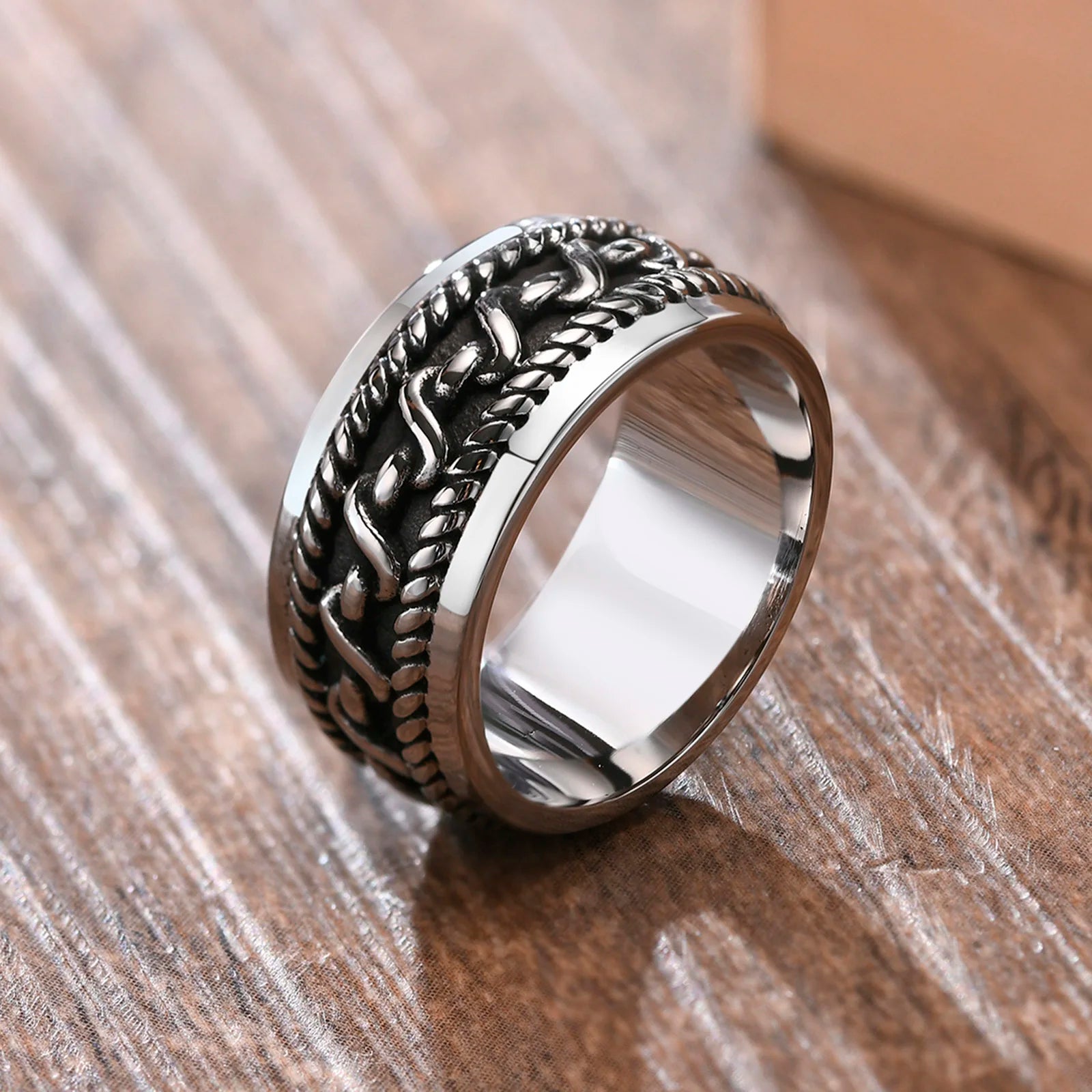 Twisted Rope Design Ring — Stainless Steel