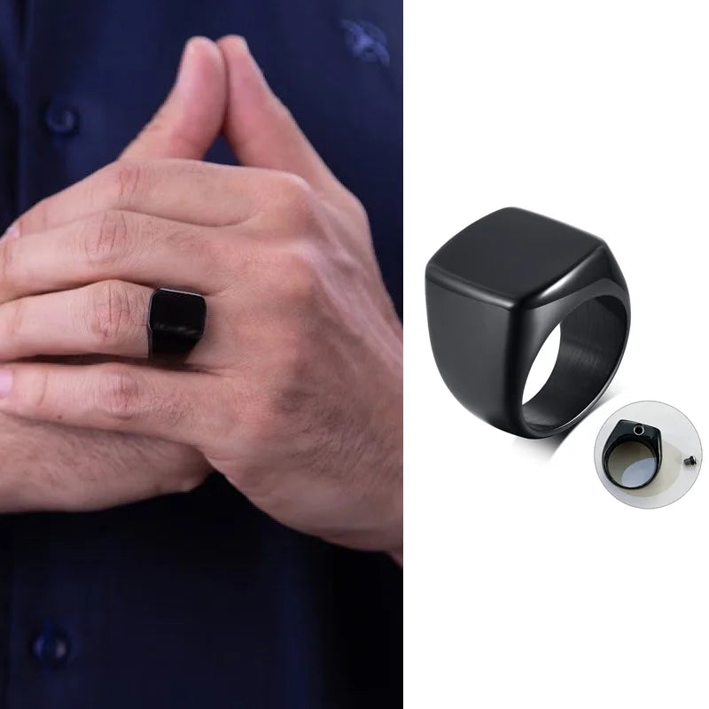 Black Urn Signet Keepsake Ring