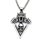 Tiger Tooth Skull Pendant Necklace — Stainless Steel