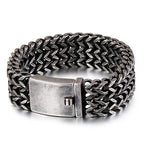 12/18/30MM Wide Black Stainless Steel Bracelet Men 23CM Retro Massive Mens Charm Bracelets 2020 Friendship Mens
